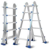 Tolletour - Teleskopleiter Alu Leichtgewicht 4x5 Ebene Silber multifunktion Multifunktionsleiter Mehrzweckleiter Ausziehbare aus Hochwertigem Tolletour - Teleskopleiter Alu Leichtgewicht 4x5 Ebene Silber multifunktion Multifunktionsleiter Mehrzweckleiter Ausziehbare aus Hochwertigem von TOLLETOUR