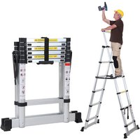 Teleskopleiter Ausziehleiter Klappleiter 1.7m+2.0m Stabil Anlegeleiter Aluminium Stehleiter bis 150kg - Tolletour von TOLLETOUR
