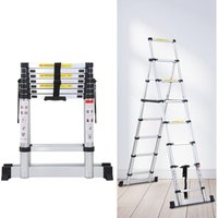 Teleskopleiter Ausziehleiter Klappleiter 2.0m+2.3m Stabil Anlegeleiter Aluminium Stehleiter bis 150kg - Tolletour von TOLLETOUR