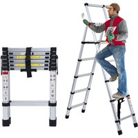 Teleskopleiter Ausziehleiter Klappleiter Stabil Aluminium Stehleiter 1.7m+2.0m - Tolletour von TOLLETOUR