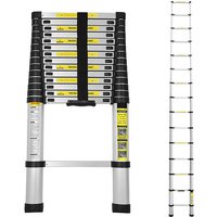 Teleskopleiter Ausziehleiter Klappleiter Stabil Aluminium Stehleiter bis 150kg 4.4m Silber ohne haken - Silber - Tolletour von TOLLETOUR