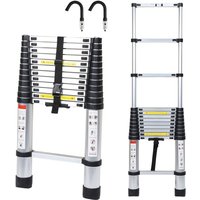 Teleskopleiter Silber 3.8m Mit Haken Ausziehleiter bis 150kg Stabil Aluminium Anlegeleiter Multifunktionsleiter Stehleiter - Tolletour von TOLLETOUR