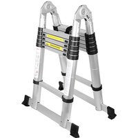 Tolletour - Teleskopleiter Silber Aluminium Klappbar Multifunktionsleiter Anlegeleiter 1.9M+1.9M Mehrzweckleiter Fingerklemmschutz Auszeihleiter Tolletour - Teleskopleiter Silber Aluminium Klappbar Multifunktionsleiter Anlegeleiter 1.9M+1.9M Mehrzweckleiter Fingerklemmschutz Auszeihleiter von TOLLETOUR