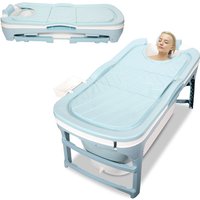 118cm Faltbare Badewannen Erwachsene Mobile Babybadewannen Freistehend Klappbadewanne Tragbare Duschbadewanne - blau - Tolletour von TOLLETOUR