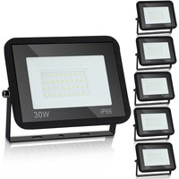Tolletour - 5X led Fluter Flutlicht Strahler 30W Baustrahler Außen Lampe IP65 Warmweiß Scheinwerfer von TOLLETOUR