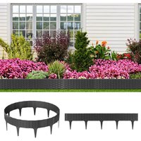 Tolletour - Rasenkante Kunststoff Beeteinfassung Beetumrandung Gartenpalisade Mähkante Rattan-Optik Randsteine Anthrazit 20 Stücke 20m von TOLLETOUR