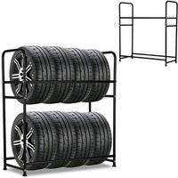 Tolletour - Reifenregal 107×46×117cm Stahlkonstruktion Reifenständer in Zwei Schichten für 8 Reifen Werkstattregal Garagenregal Lagerregale von TOLLETOUR