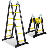Tolletour - Teleskopleiter. 1.9m +1.9m Mehrzweckleiter. Ausziehbares Aluminium. rutschfeste ausziehbare Stufenleiter. stabile Sprossenleiter von TOLLETOUR