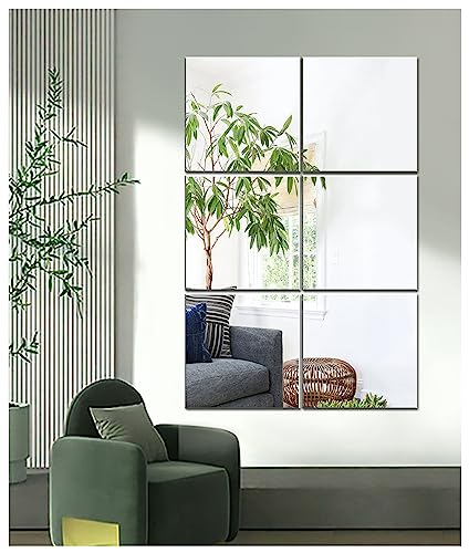 TOLOVIC Klebespiegel Spiegel HD Selbstklebende Fliesenspiegel Flexibler Spiegelfliesen Selbstklebend Acrylic Spiegelfolie Wandspiegel Spiegel zum Kleben Dekospiegel Klebespiegel für die Wand von TOLOVIC