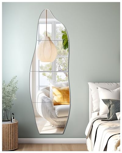 TOLOVIC Selbstklebende Fliesenspiegel Glas HD DIY Wandspiegel Klebespiegel 4 Stück Spiegel zum Aufkleben Türspiegel Ganzkörperspiegel Spiegelfliesen Selbstklebend von TOLOVIC