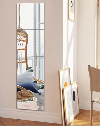 TOLOVIC Selbstklebende Fliesenspiegel Glas HD DIY Wandspiegel Klebespiegel 4 Stück Spiegel zum Aufkleben Türspiegel Ganzkörperspiegel Spiegelfliesen Selbstklebend von TOLOVIC