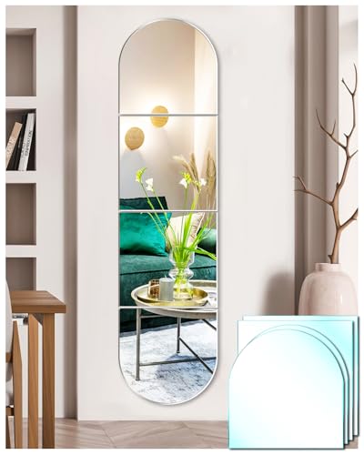 TOLOVIC Selbstklebende Fliesenspiegel Glas HD DIY Wandspiegel Klebespiegel 4 Stück Spiegel zum Aufkleben Türspiegel Ganzkörperspiegel Spiegelfliesen Selbstklebend von TOLOVIC