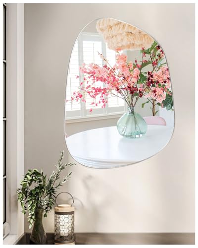 TOLOVIC Spiegel Wand Asymmetrischer Spiegel Wandspiegel Spiegel Asymmetrisch Glas HD Dekorative Selbstklebend Wandspiegel für Wohnzimmer Bad Flur von TOLOVIC