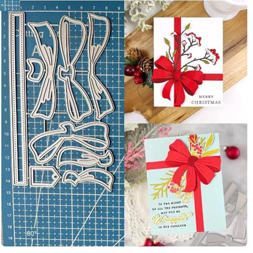 Große schöne Schleife Metall Stanzformen, Frohe Weihnachten Geschenk Fliege Stanzschablonen DIY Scrapbooking Dekorative Prägepapier Scrapbooking Kartenherstellung von TOLOVIS