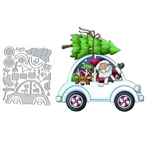 Weihnachtsbaum-Weihnachtsmann-Klau-Metall-Stanzformen, Merry Christams Baum Auto Snata Geschenk Stanzschablonen DIY Scrapbooking dekorative Prägepapier Scrapbooking Kartenherstellung von TOLOVIS