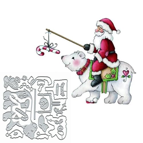 Weihnachtsmann-Bär-Metall-Stanzformen, Merry Christams Bear Snata, Geschenk, Stanzschablonen, DIY, Scrapbooking, dekoratives Prägepapier, Scrapbooking, Kartenherstellung von TOLOVIS