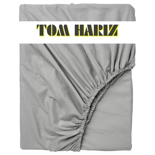 Spannbettlaken, weich, mit 30 cm Spannhöhe, weich, strapazierfähig, knitterfrei, elastisch, für dicke Matratzen (Grau, 150 x 200 cm) von TOM HARIZ