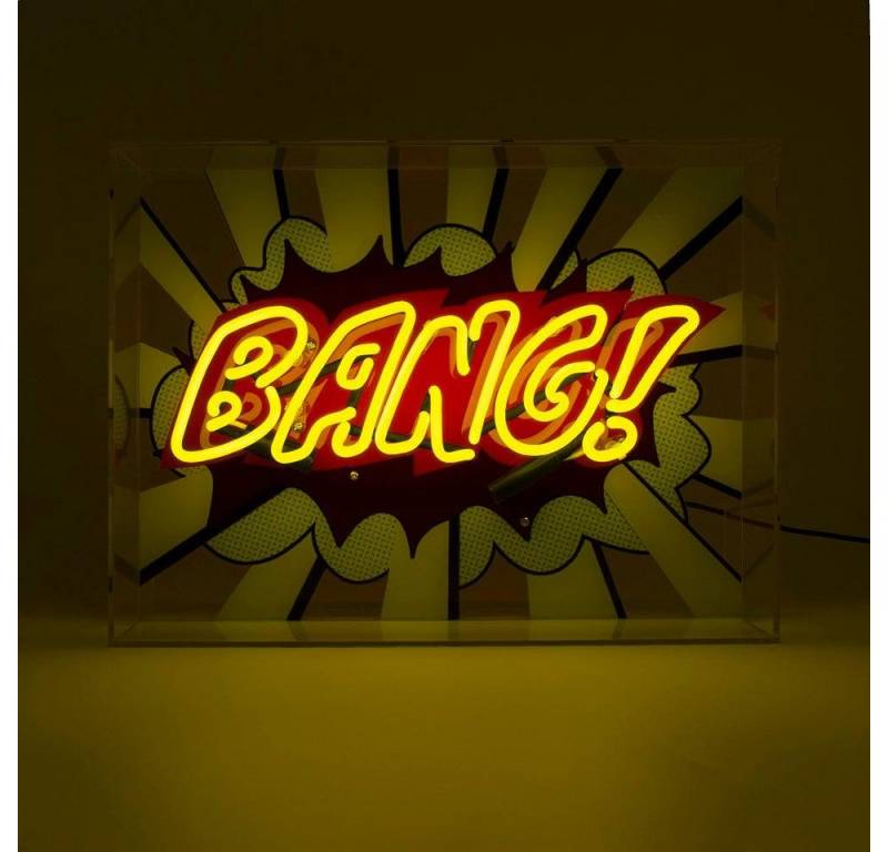 TOM NEON Dekolicht "Bang" Large Glas Neon Box, TOM NEON, Neon, Gelb, Handgefertigt von TOM NEON