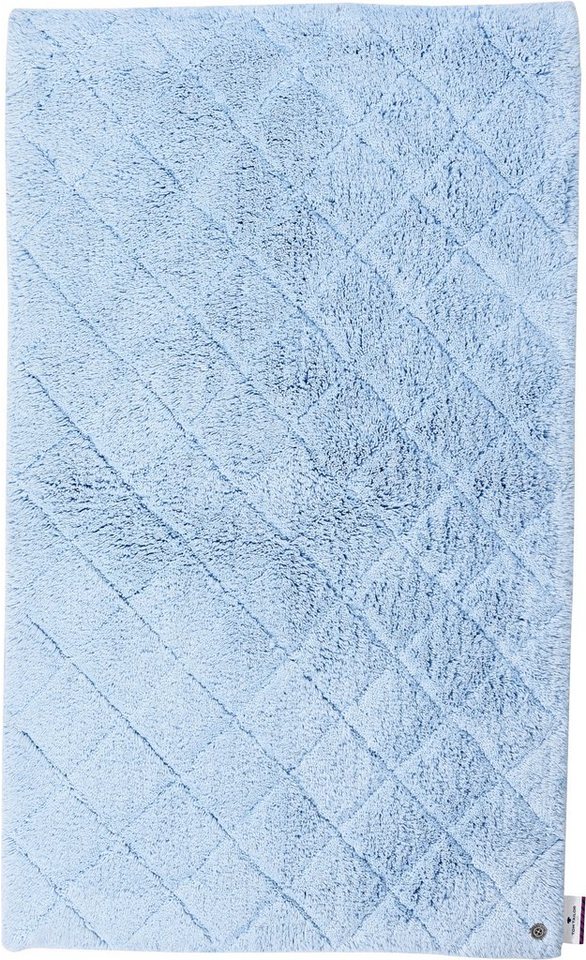 Badematte Cotton Diamond TOM TAILOR HOME, Höhe 20 mm, rutschhemmend beschichtet, fußbodenheizungsgeeignet, strapazierfähig, Baumwolle, quadratisch, Uni Farben, Pastell Farben, Rauten, reine Baumwolle, weich & kuschelig von TOM TAILOR HOME