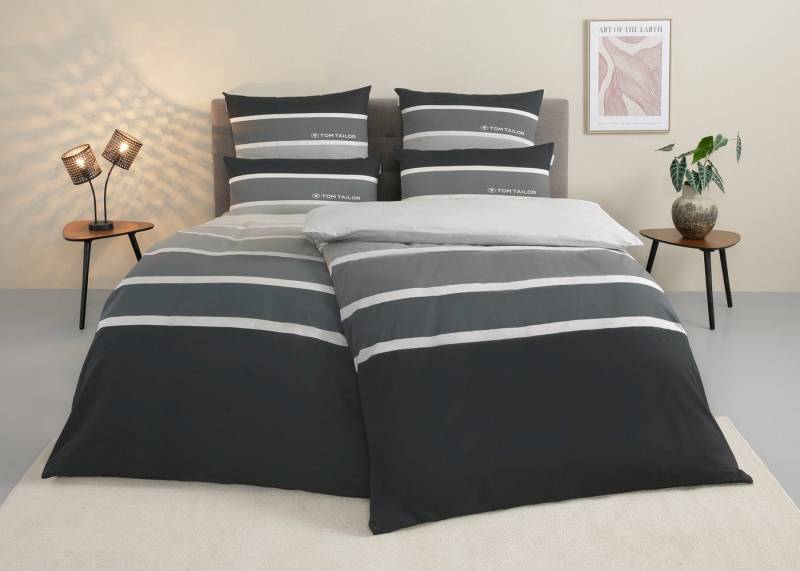 TOM TAILOR HOME Bettwäsche Felix in Gr. 135x200 oder 155x220 cm, Renforcé, 3 teilig, mit GRATIS-Zugabe: Gästehandtuch (100% Baumwolle), mit Reißverschluss von TOM TAILOR HOME