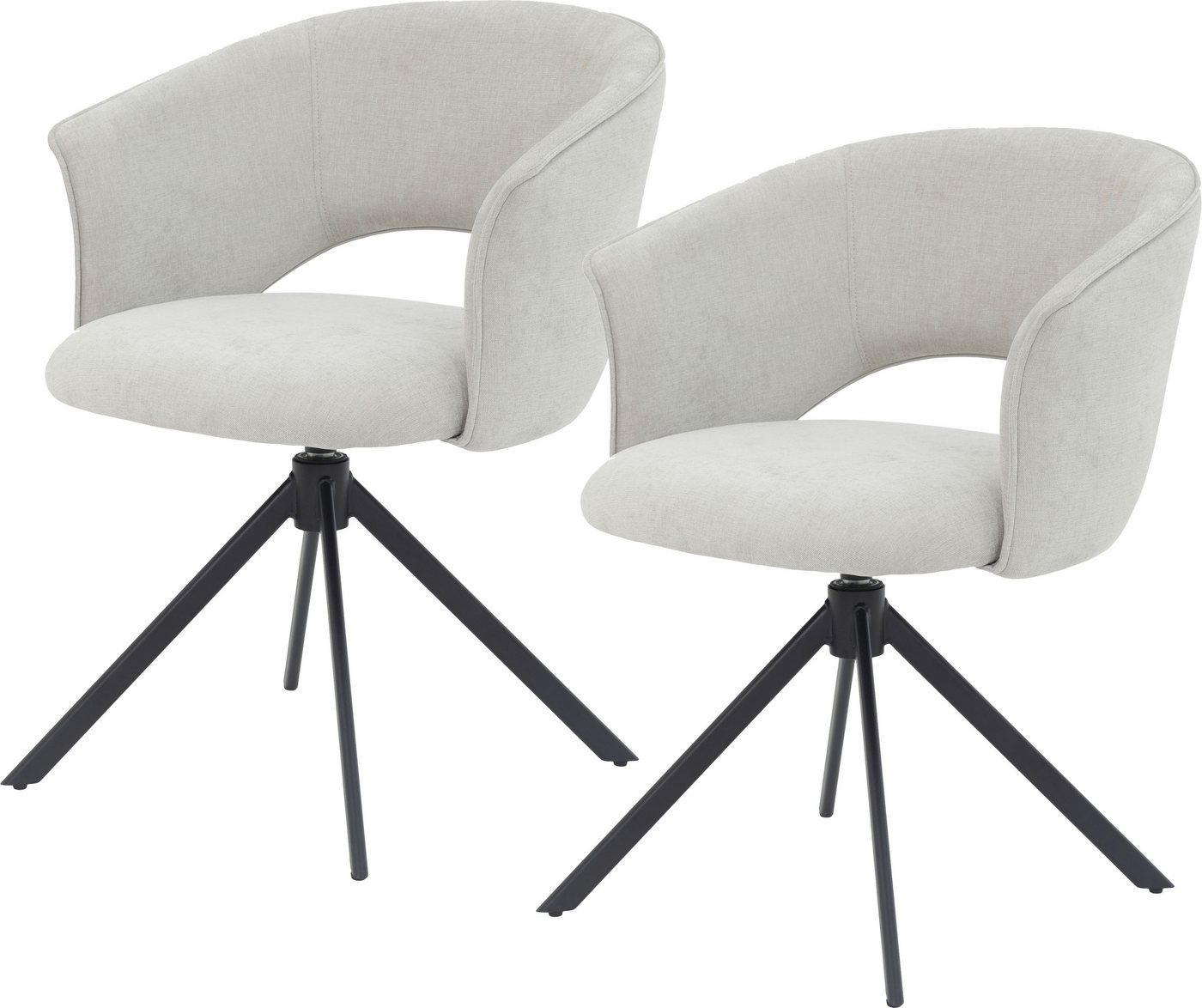 TOM TAILOR HOME Armlehnstuhl CURVY ARMCHAIR (Set, 2 St), mit Armlehnen, drehbar, Rückholfunktion, Rückenausschnitt von TOM TAILOR HOME