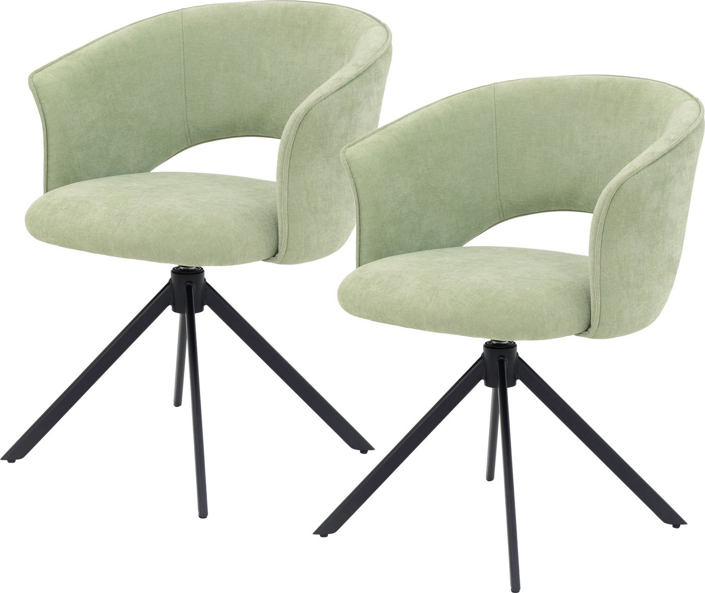 TOM TAILOR HOME Armlehnstuhl CURVY ARMCHAIR (Set, 2 St), mit Armlehnen, drehbar, Rückholfunktion, Rückenausschnitt von TOM TAILOR HOME