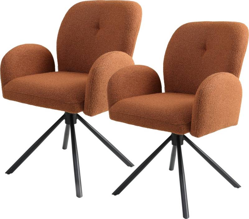 TOM TAILOR HOME Armlehnstuhl PEBBLE ARMCHAIR (Set, 2 St), Esszimmerstuhl, mit Armlehnen, 4-Fußgestell, 140 kg belastbar, drehbar von TOM TAILOR HOME
