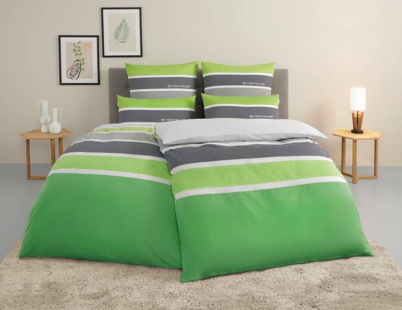 TOM TAILOR HOME Bettwäsche Felix in Gr. 135x200 oder 155x220 cm, Renforcé, 3 teilig, mit GRATIS-Zugabe: Gästehandtuch (100% Baumwolle), mit Reißverschluss von TOM TAILOR HOME