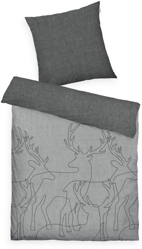 TOM TAILOR HOME Wendebettwäsche Lennart in Gr. 135x200, 155x220 oder 200x200 cm, ideal für Weihnachten, Flanell, 2 teilig, Flanell kuschelig warm im Winter, Weihnachtsbettwäsche aus Baumwolle von TOM TAILOR HOME