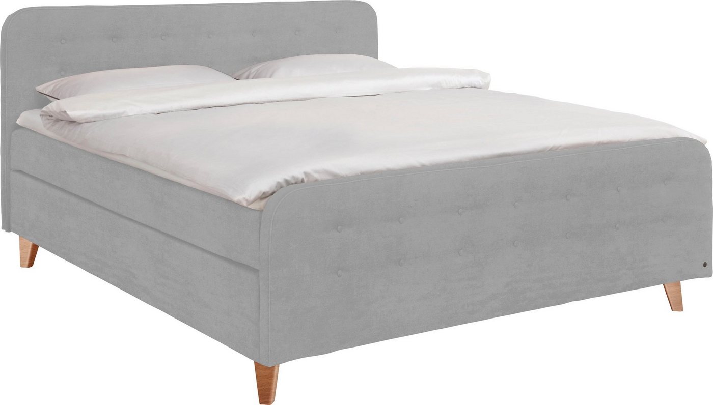 TOM TAILOR HOME Boxspringbett NORDIC BOX, mit Knopfheftung im Kopfteil und Fußteil, Füße in Buche natur von TOM TAILOR HOME