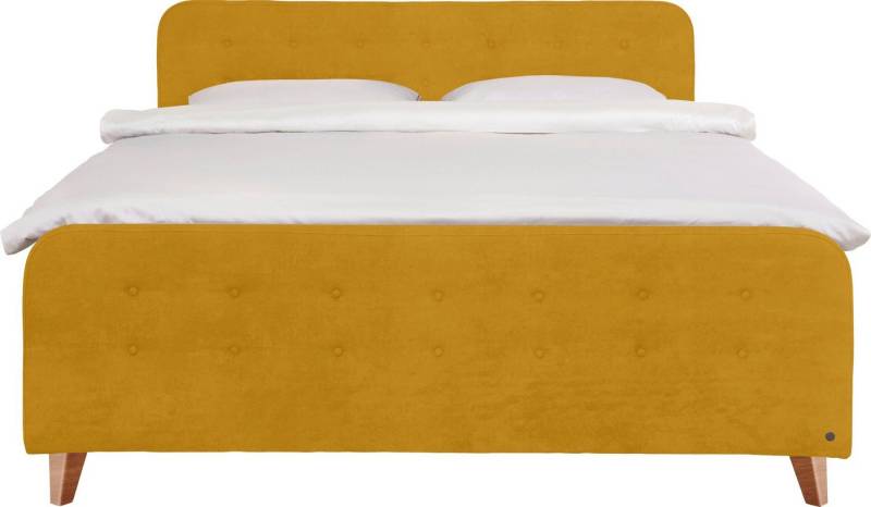 TOM TAILOR HOME Boxspringbett NORDIC BOX, mit Knopfheftung im Kopfteil und Fußteil, Füße in Buche natur von TOM TAILOR HOME