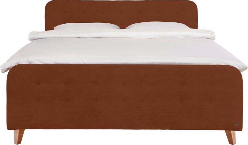 TOM TAILOR HOME Boxspringbett NORDIC BOX, mit Knopfheftung im Kopfteil und Fußteil, Füße in Buche natur von TOM TAILOR HOME