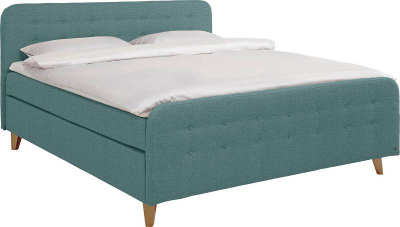 TOM TAILOR HOME Boxspringbett NORDIC BOX, mit Knopfheftung im Kopfteil und Fußteil, Füße in Buche natur von TOM TAILOR HOME