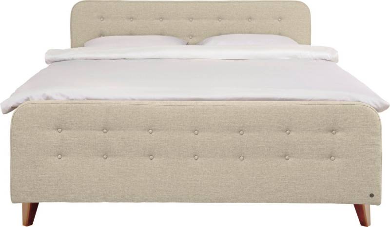TOM TAILOR HOME Boxspringbett NORDIC BOX, mit Knopfheftung im Kopfteil und Fußteil, Füße in Buche natur von TOM TAILOR HOME