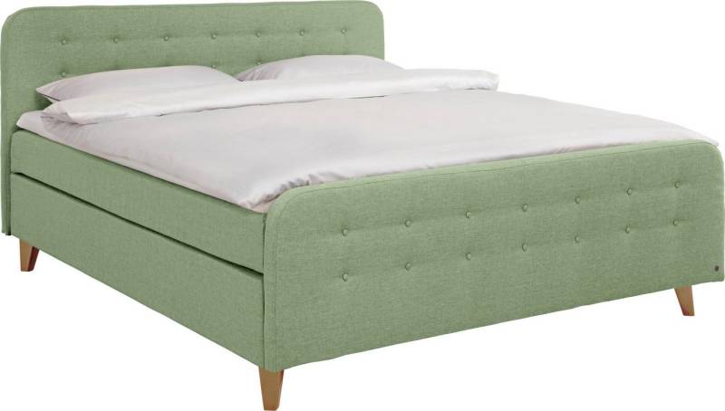 TOM TAILOR HOME Boxspringbett NORDIC BOX, mit Knopfheftung im Kopfteil und Fußteil, Füße in Buche natur von TOM TAILOR HOME