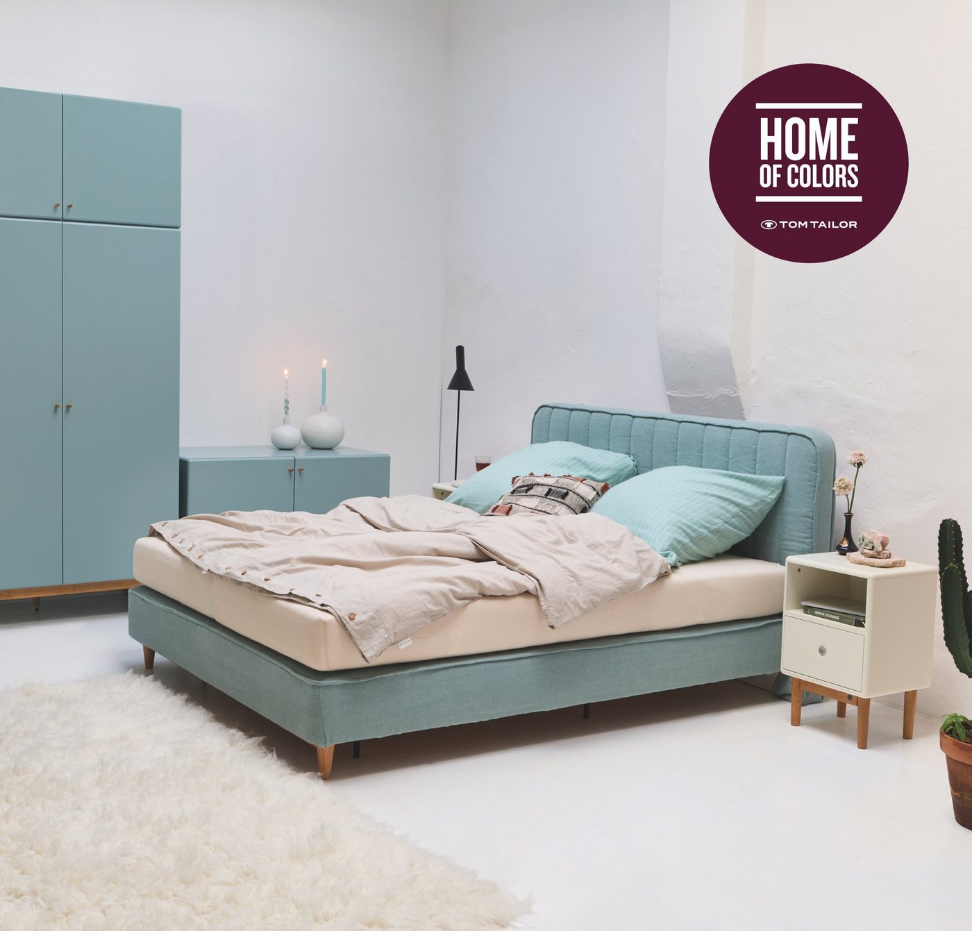 TOM TAILOR HOME Boxspringbett gestepptes Bezugsset für CHANGE BOX - TUS3 sage/salbei Baumwolleinen (bis 31.12. mit einem zweiten Bezug gratis), Schnelle Lieferung und hohe Individualisierung durch Klettverschluss. von TOM TAILOR HOME