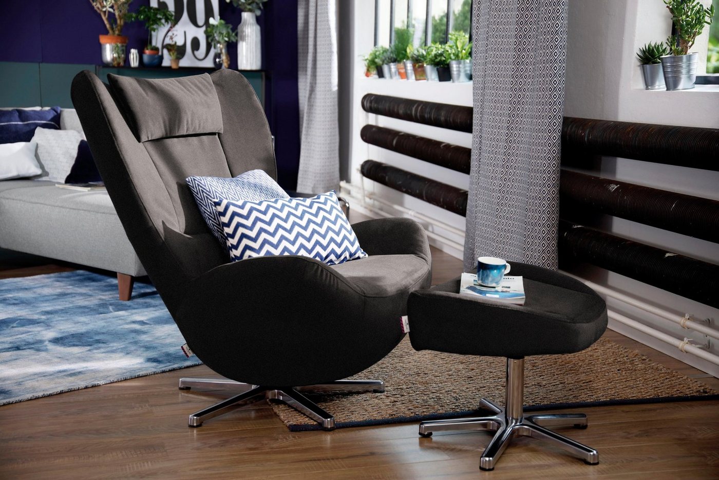 TOM TAILOR HOME Loungesessel TOM PURE, mit Metall-Drehfuß in Chrom von TOM TAILOR HOME