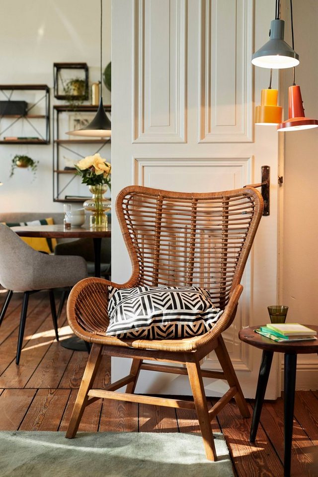 TOM TAILOR HOME Sessel T-RATTAN ARMCHAIR, Rattanarmlehnstuhl mit Teakholzgestell und organischer Form von TOM TAILOR HOME