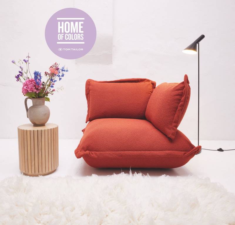 TOM TAILOR HOME Sofa-Eckelement CUSHION Eckelement in rostfarbenem Bouclé SCO747, lässiger Kissenlook mit Stehsaum - als Sessel oder als Elementgruppe. von TOM TAILOR HOME