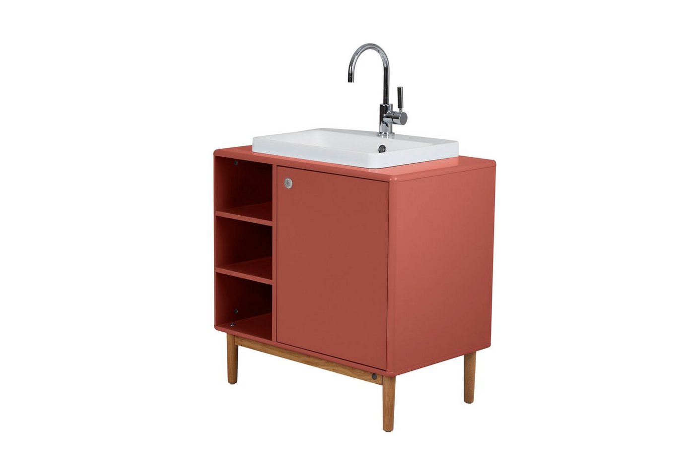 TOM TAILOR HOME Waschtisch COLOR BATH mit Waschbecken, Tür und Regal - in vielen schönen Farben, hochwertig lackiertes MDF mit gerundeten Kanten von TOM TAILOR HOME