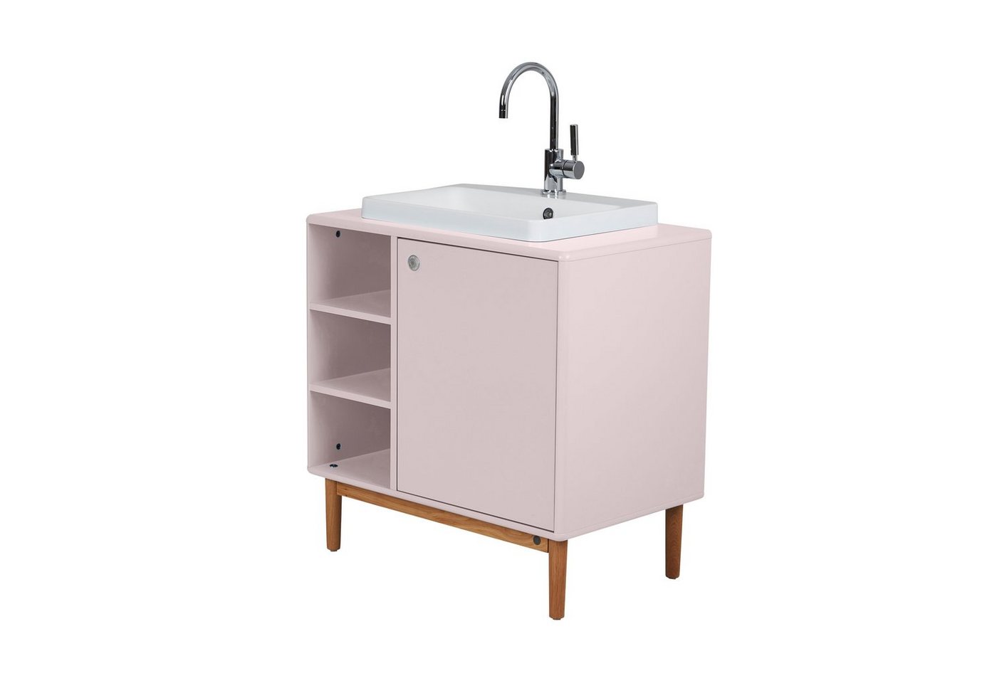 TOM TAILOR HOME Waschtisch COLOR BATH mit Waschbecken, Tür und Regal - in vielen schönen Farben, hochwertig lackiertes MDF mit gerundeten Kanten von TOM TAILOR HOME