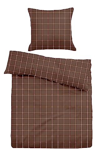 TOM TAILOR 0007715 Bettwäsche Garnitur mit Kopfkissenbezug Flanell TIME 1x 155x200 cm + 1x 80x80 cm, Brown von TOM TAILOR