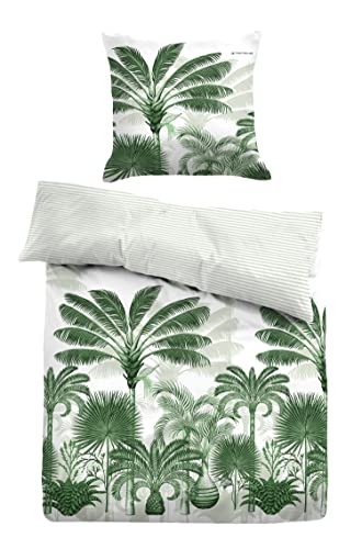 TOM TAILOR 0067660 Bettwäsche Garnitur mit Kopfkissenbezug Baumwoll Satin - PALMGARDEN 1x 135x200 cm + 1x 80x80 cm, forest von TOM TAILOR