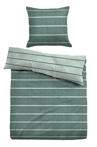 TOM TAILOR 0847210 Bettwäsche Garnitur mit Kopfkissenbezug Melange-Flanell - Shade 1x 155x220 cm + 1x 80x80 cm, Mint von TOM TAILOR