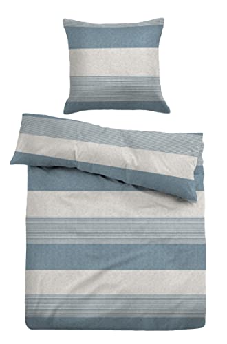 TOM TAILOR 0849790 Bettwäsche Garnitur mit Kopfkissenbezug Melange-Flanell - Gradual Stripes 1x 135x200 cm + 1x 80x80 cm, Light Blue von TOM TAILOR