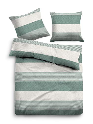 TOM TAILOR 0849790 Bettwäsche Garnitur mit Kopfkissenbezug Melange Flanell Gradual Stripes 1x 135x200 cm + 1x 80x80 cm mint von TOM TAILOR