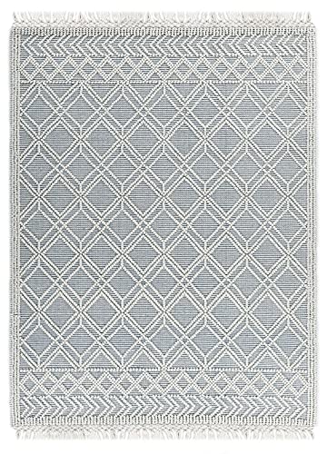 TOM TAILOR | Colored Macrame Teppich | Four | 90% Schurwolle & 10% Baumwolle | handgewebt | Farbe: Blau | 160x230 cm von TOM TAILOR