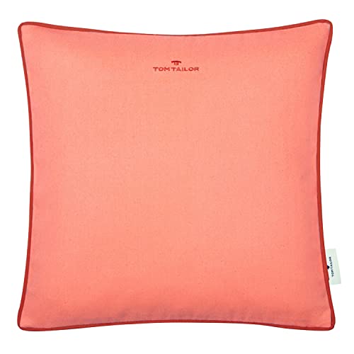 TOM TAILOR Deko Kissen Dove Signature • 2er Set Kissenbezug 40x40 Coral • Deko Wohnzimmer • ohne Füllung • Pflegeleichte Kissenhülle von TOM TAILOR