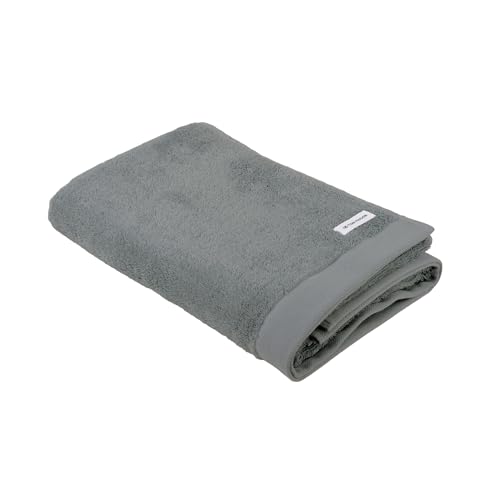 TOM TAILOR Duschtuch, 70x140 cm, 100% Baumwolle/ Frottier, mit zwei Aufhängern und Label mit Logo, COLOR BATH TOWEL Grau (Moody Grey) von TOM TAILOR