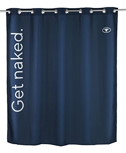 TOM TAILOR Duschvorhang, waschbarer Vorhang für Dusche und Badewanne, schimmelresistent und wasserabweisend, mit integrierter Hängeeinrichtung, Blickdicht, 180 x 200 cm, Navy von TOM TAILOR